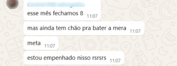 Cliente no fim do 2º mês de parceria